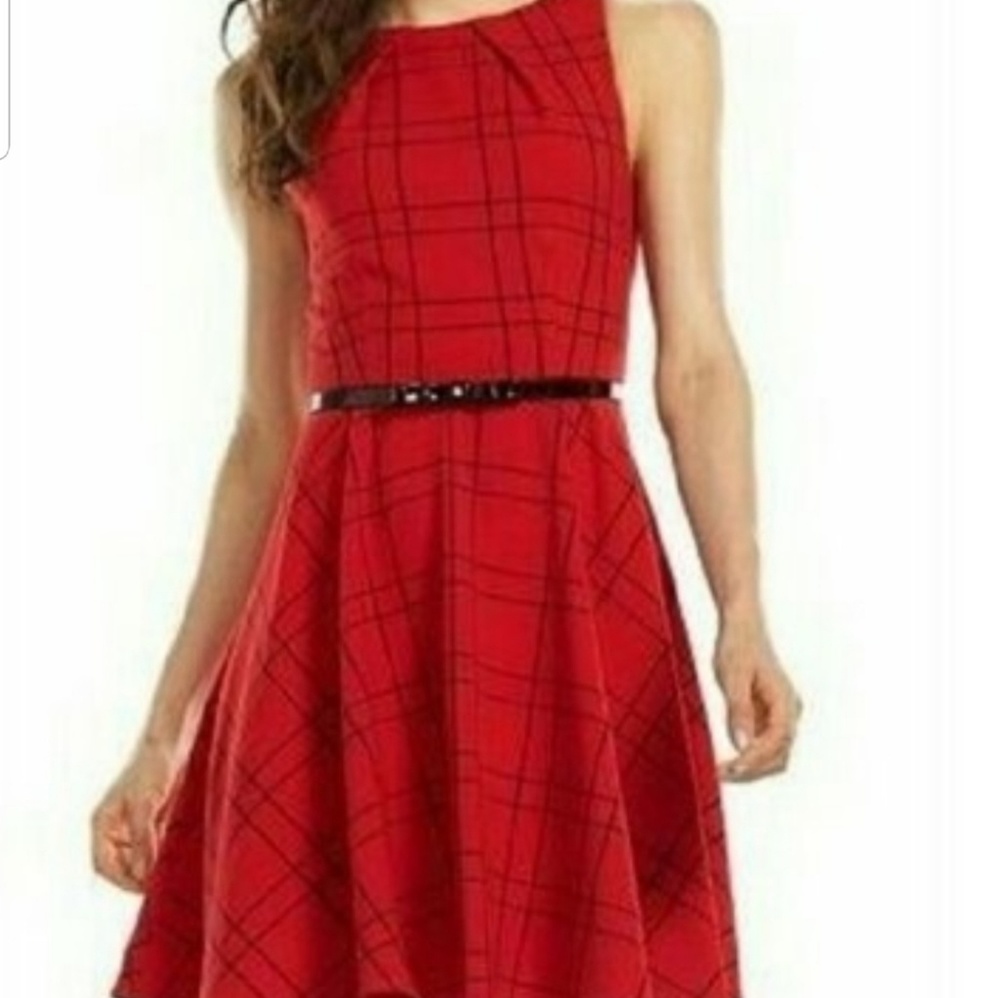 Red Plaid Skater Dress